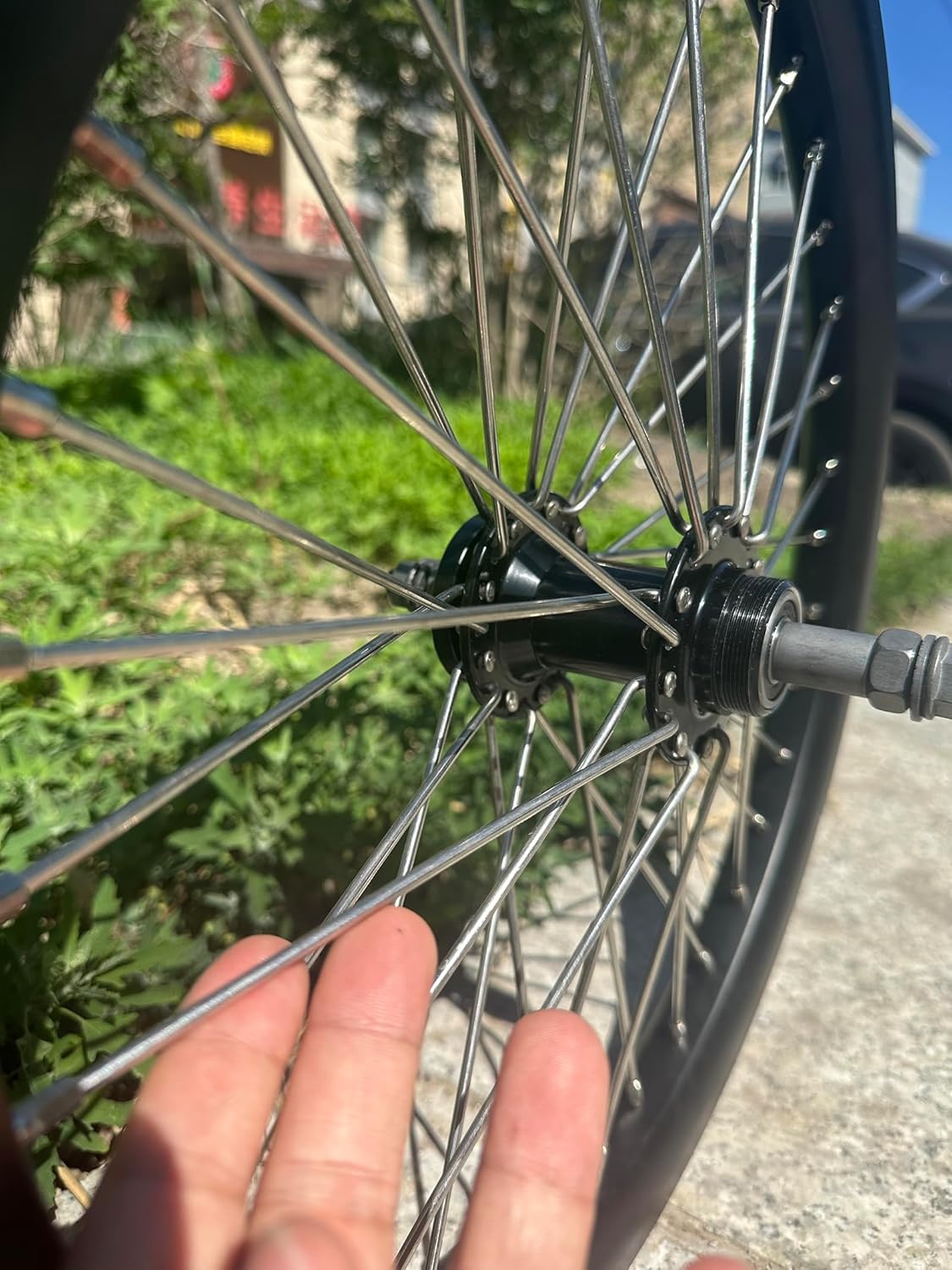 CDHPOWER Double Layer Alum Alloy Spoke Wheel 10G Spoke Rim Black Disc Brake (20" Wheelset)