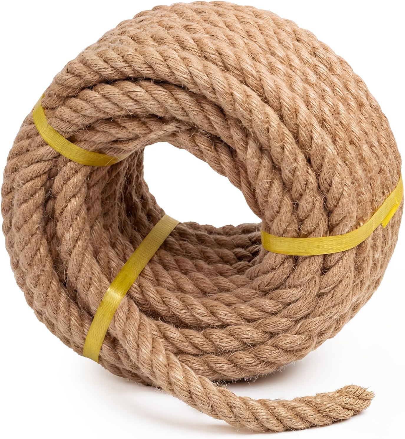 Twisted Sisal Rope 3/4 Inch x 100Ft, Natural Jute Rope for Crafts Heavy Duty Multipurpose for Swing Bed, Camping, Tug of War, Docks, DIY Projects.