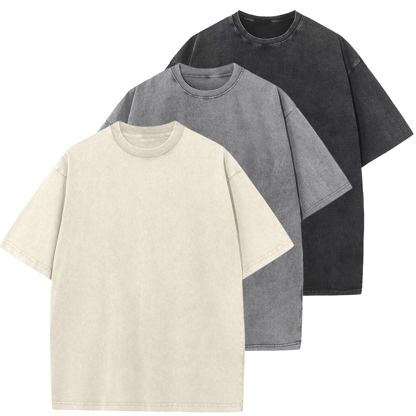 Oversized T-Shirt für Herren Heavy Baumwolle Regular Fit Basic Männer T-Shirt Set Casual Sommer Tops