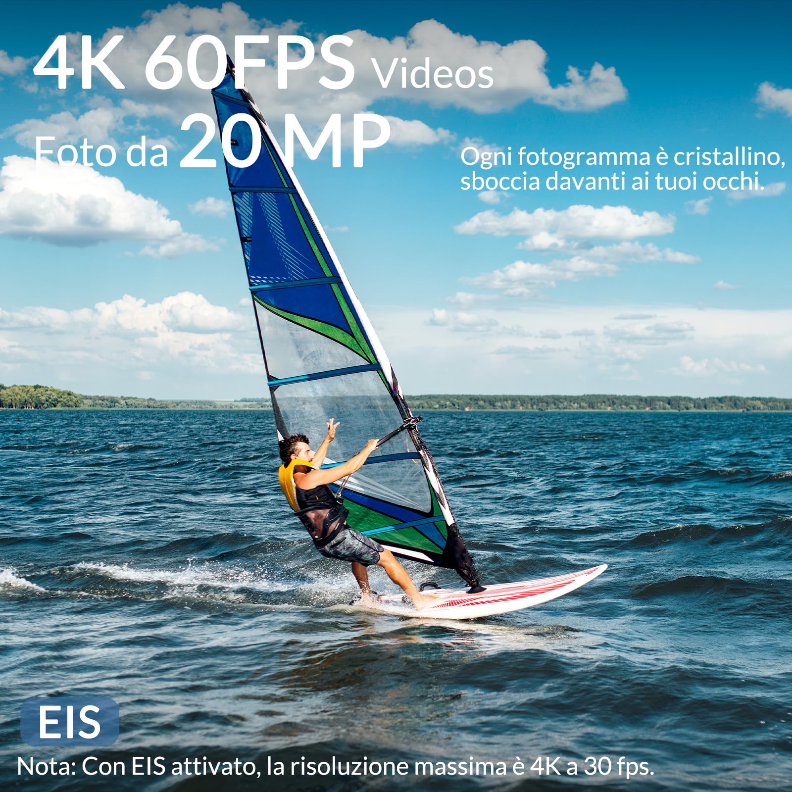 icefox Action Cam 4K 60FPS 20MP, Fotocamera Subacquea con EIS, Telecamera Subacquea con Zoom 5X, Telecomando WiFi e App per Modificare Video e Foto, Ideale per Ciclismo, Immersioni e Nuoto