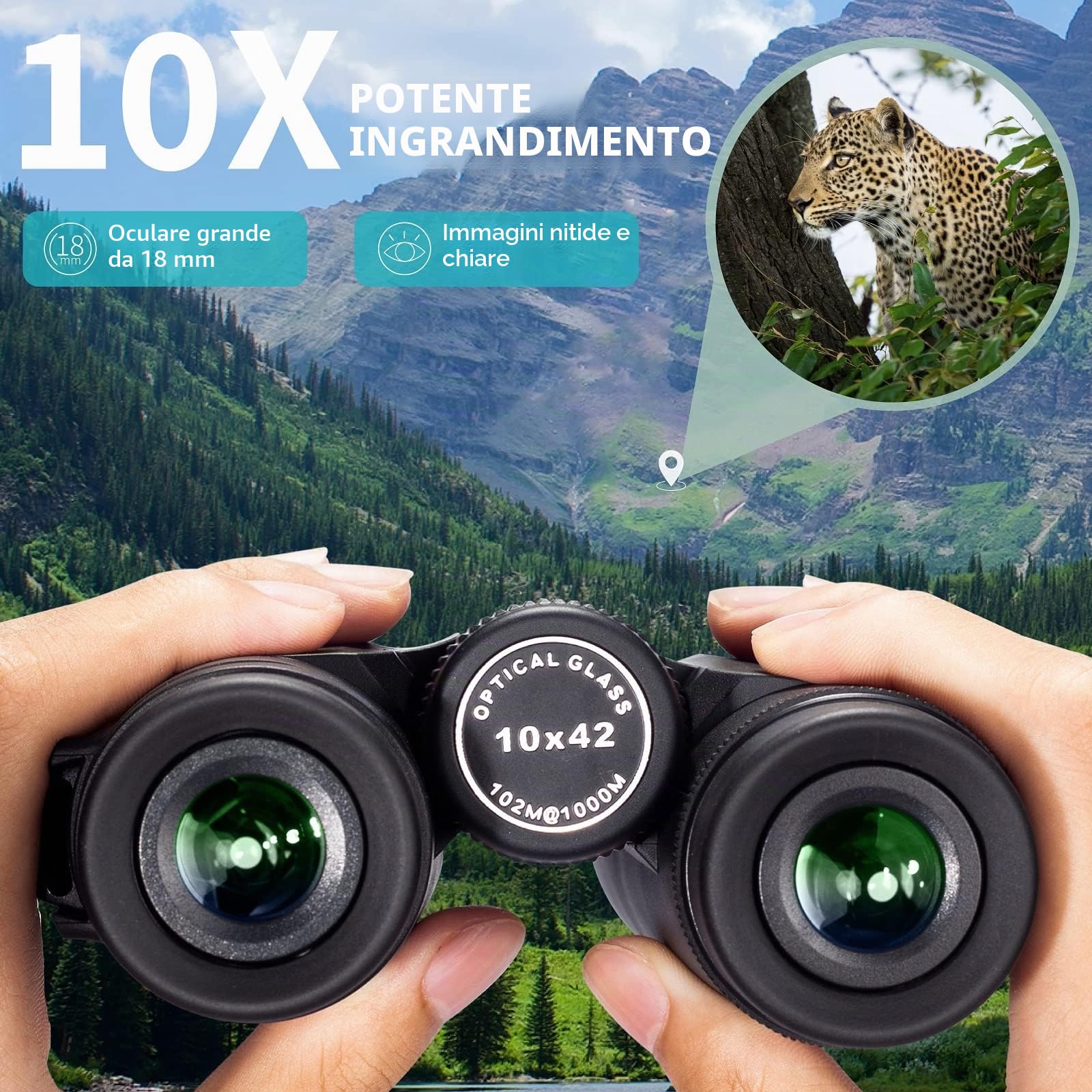 Gosky - Binocolo con prisma a tetto, 10 x 42 per adulti, HD, binocolo professionale per bird watching, viaggi, osservazione delle stelle, caccia, concerti, sport, prisma BAK4, lenti FMC