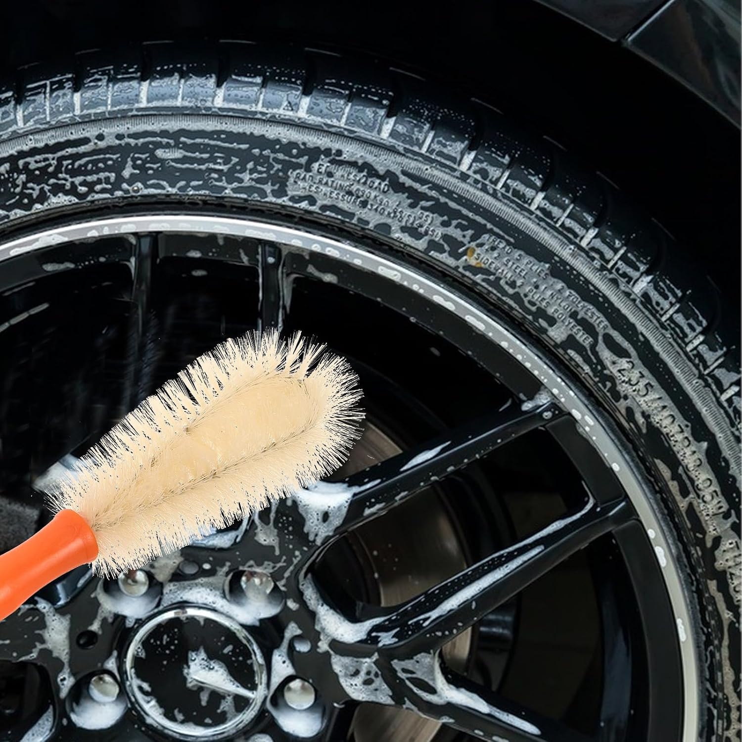 2pcs Car Wheel Rim Cleaning Brushes with Soft Bristles for Tire and Hub Detail, Automotive Car Wash and Wheel Care Tool Set for Auto Maintenance