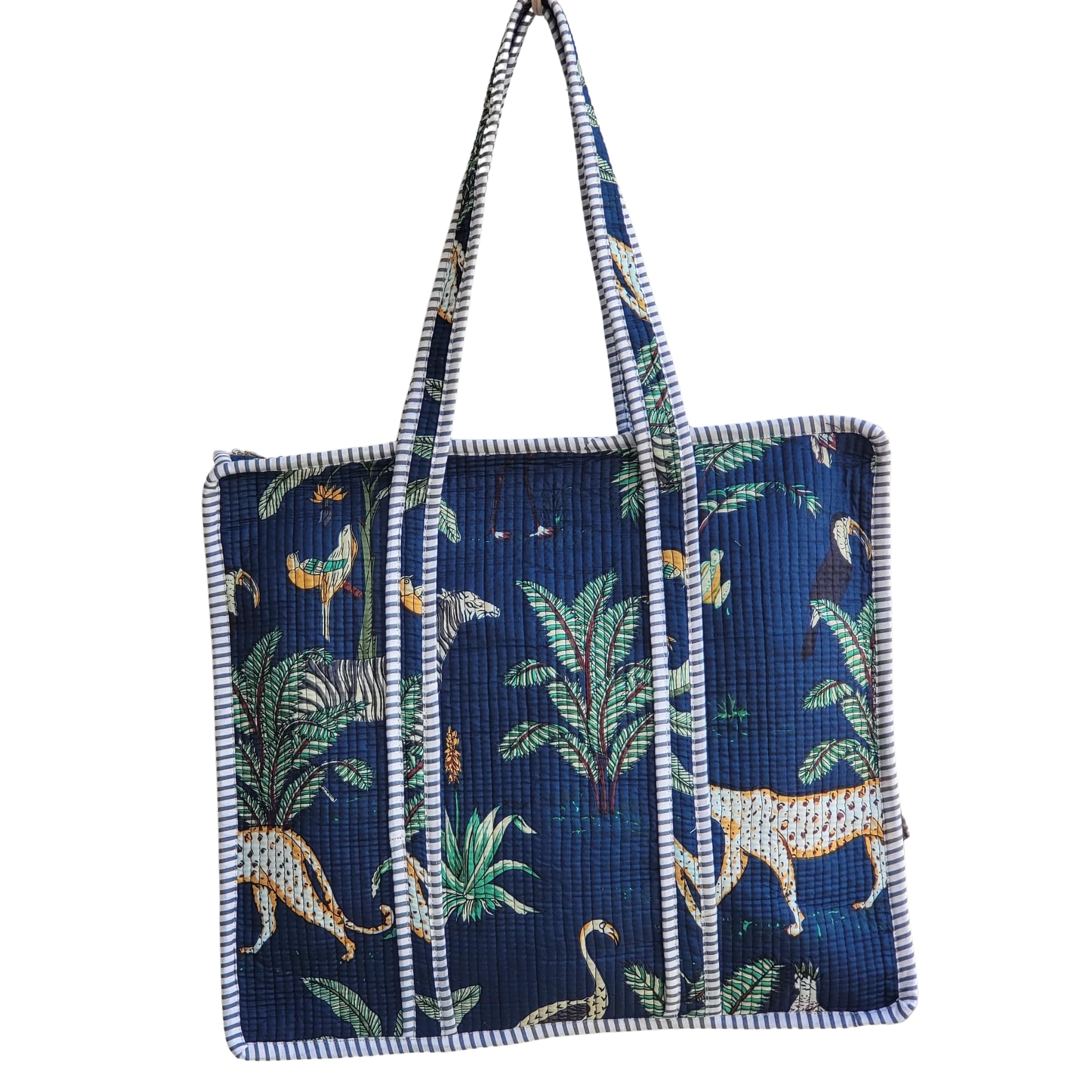 100% Cotton Jungle Print Shoulder Bag Tote Bag Women Reversible Shopping Bag and Grocery Bags Stylish Travel Bag Gift for Her