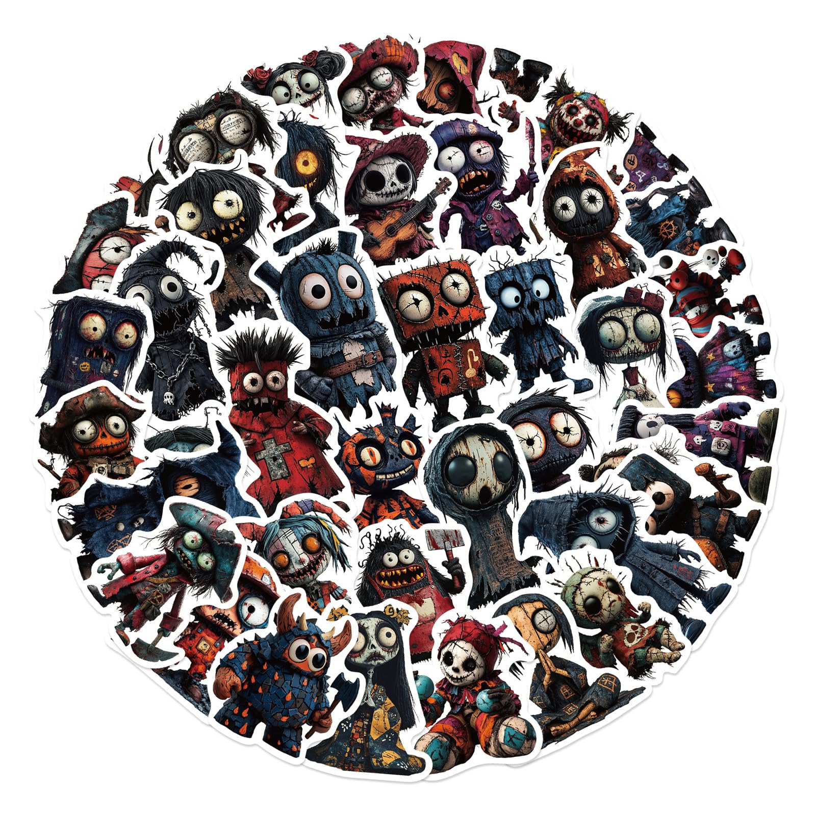 50 Halloween Horror Stickers for Tablets PVC Decals, & Easy-Peel Design Halloweens Horror Stickers