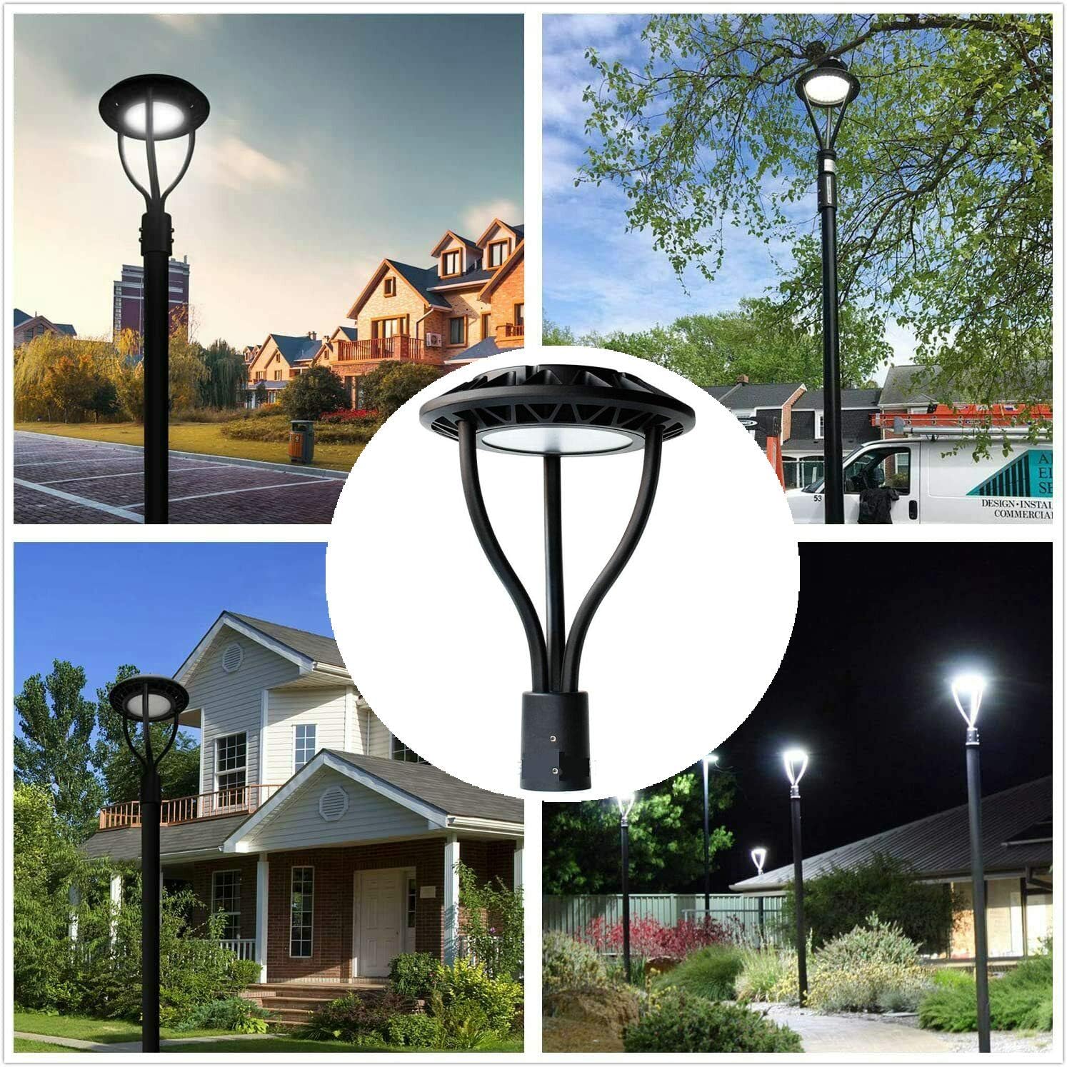 TOP оƒƒERS CYLED Post Top Light 60W LED Circular Area Light 8400Lm 5500K (150W Equivalent) Garden Pole Lights Waterproof Outdoor Post Top Lamps Lamp Top Pathway Pole Light Fixture for Street Yard Garden 2-Pack