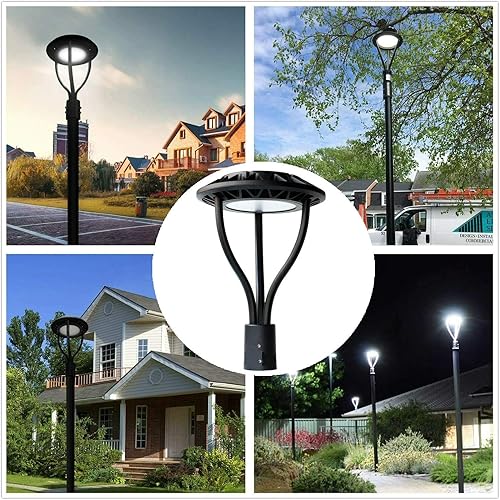 Miniatura 4 de CYLED - Luz LED circular para poste de 60 W, 7000 lúmenes, 6000 K, equivalente a 150 W, luces de poste de jardín, impermeables, para exteriores,