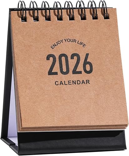 Miniatura 44 de Mini calendario de escritorio 2025-2026 – Úselo ahora hasta diciembre de 2026, calendario de escritorio pequeño, mini calendario diario, papel rosado
