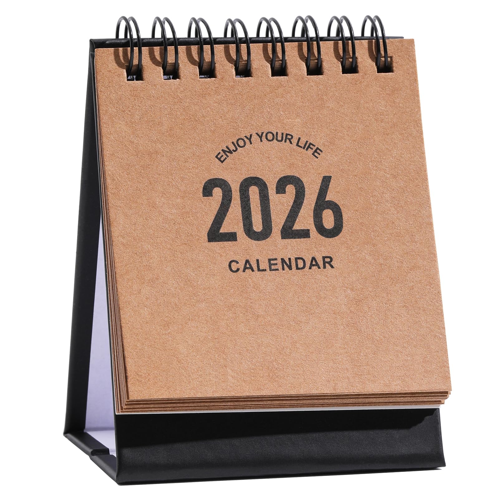 Photo 1 of **BUNDLE OF 10!** Mini Desk Calendar 2026-2027- Small Desktop Calendar January 2026 to June 2027, Mini Daily Schedule Thick Paper Twin-Wire Binding with Stickers for Home Office School (Kraft paper color)