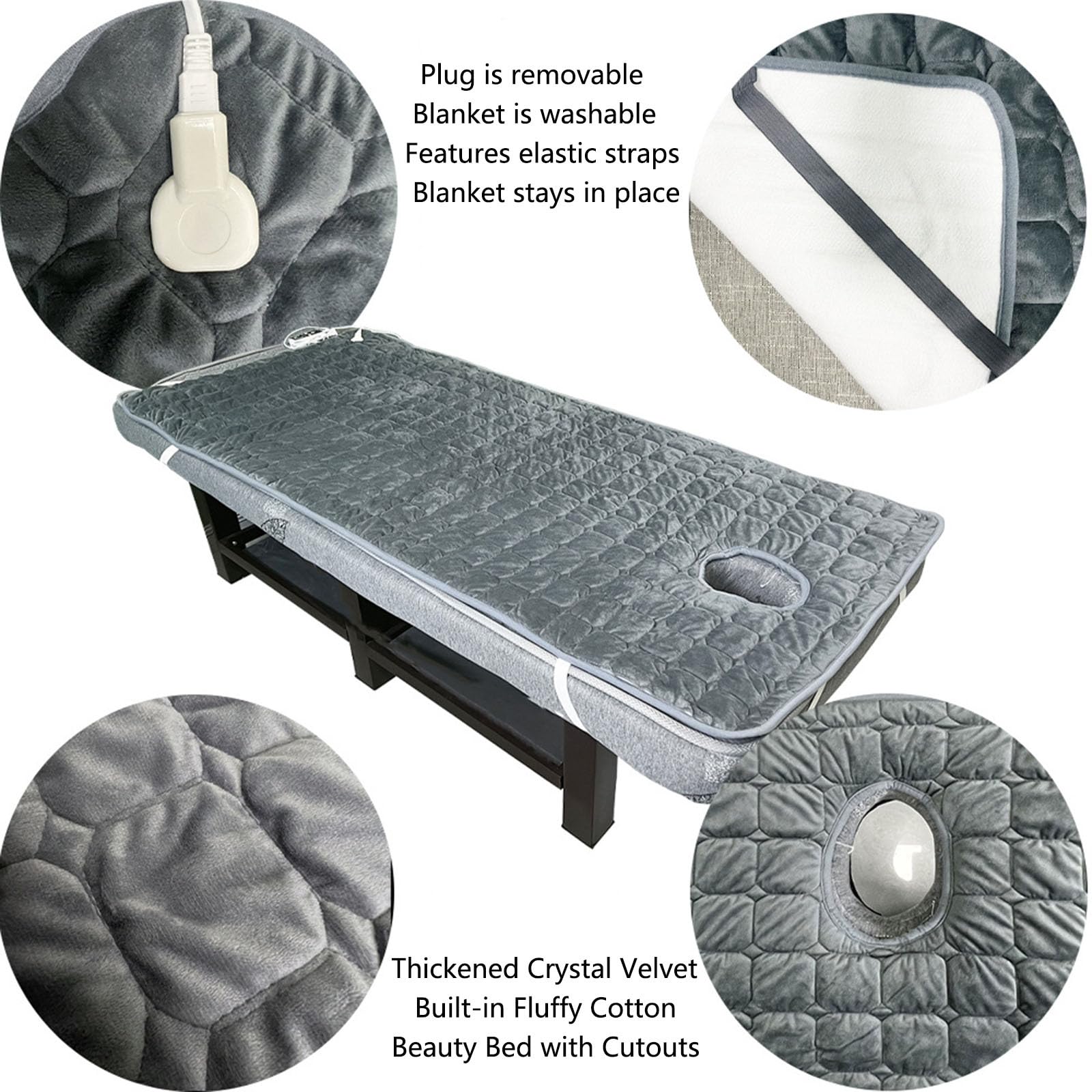 Matelas Chauffant Pour Salon De Beauté, Surmatelas Pour Lit De Soins Des Cils, Matelas Pour Table De Massage, Couverture Chauffante Électrique Épaisse, Accessoires Pour Lit De-Spa, Carré,150*80cm