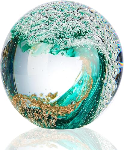 Adorno de bola de cristal, decoración del hogar, bola de pisapapeles de cristal, decoración de acuario, decoración de oficina, amantes del océano,