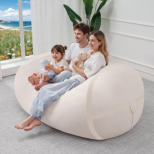 Miniatura 312 de HABUTWAY Puf gigante de 2 pies para adultos, con relleno de espuma viscoelástica, puf grande con funda de terciopelo holandés extraíble para sala de
