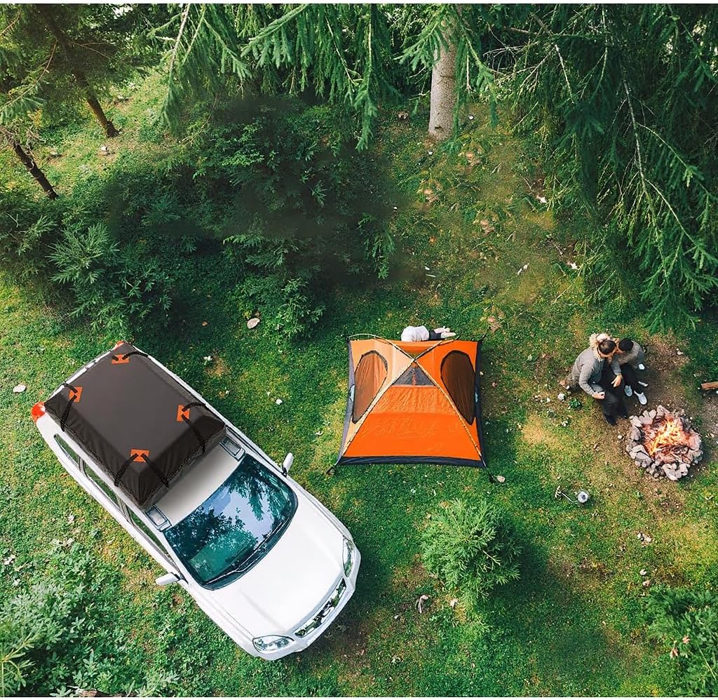 Car Rooftop Cargo Bag, Soft-Sided Storage Carrier with Anti-Slip Mat for Bare Roof, Roof Rack (44.1″*34.3″*17.3″)