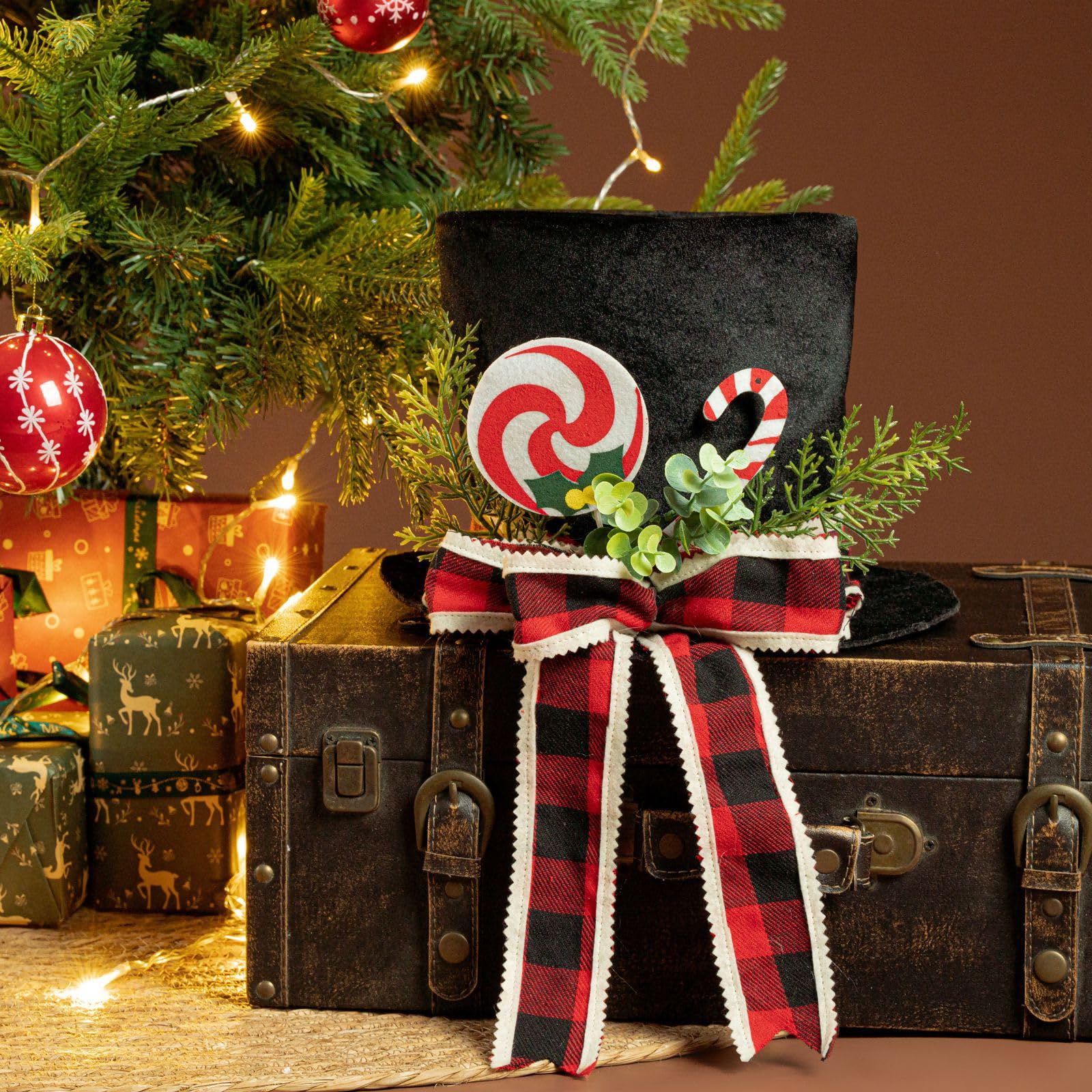 Décoration élégante en tissu noir en forme d'étoile de Noël et nœud en ruban pour décoration de sommet du sapin - Accessoires d'installation faciles - Étoile noire unique