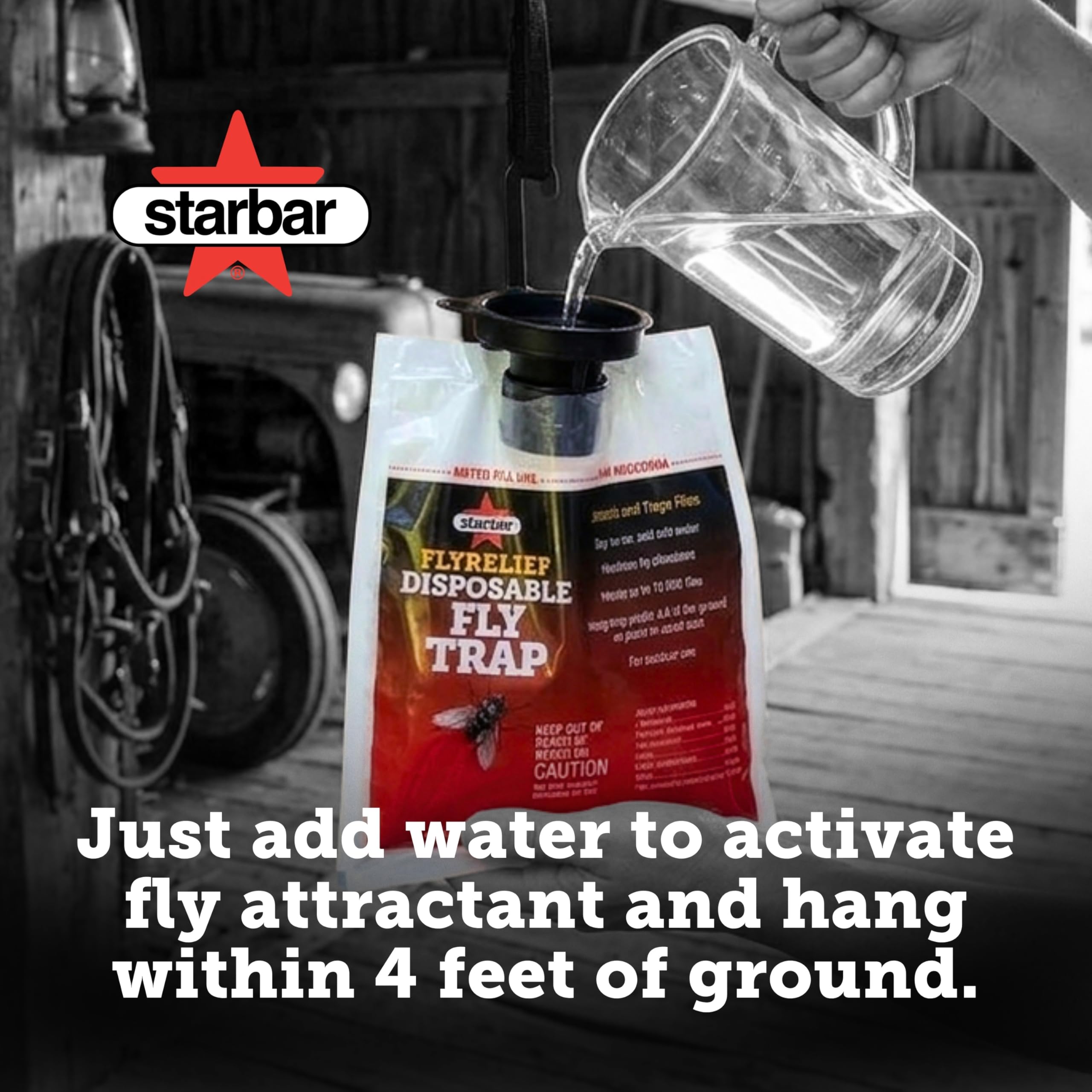 Starbar FlyRelief - Bolsa desechable para Trampa de Moscas, Paquete de 4, Control de Moscas para Exteriores con atrayente Probado, Solo Tienes Que añadir Agua, Trampa para Moscas de Alta Capacidad