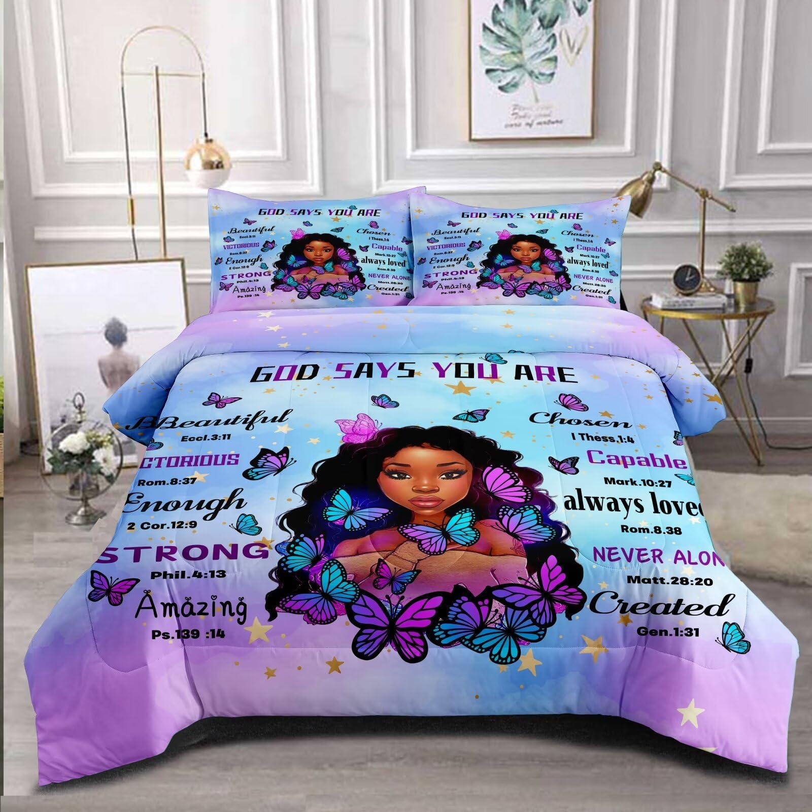 Amazon.com: Black Girl Magic Comforter Set Twin for Kids Teens,Black ...