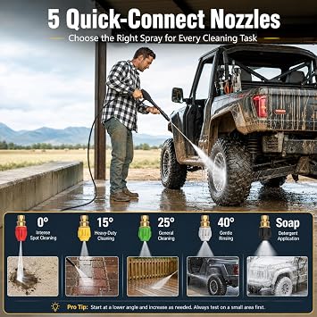 Gas Powered Pressure Washer 3800 PSI, 2.5 GPM High Power Washer, 212CC Engine with 5 Spray TipsIdeal for Houses, Driveways, Cars, and Concrete Surfaces