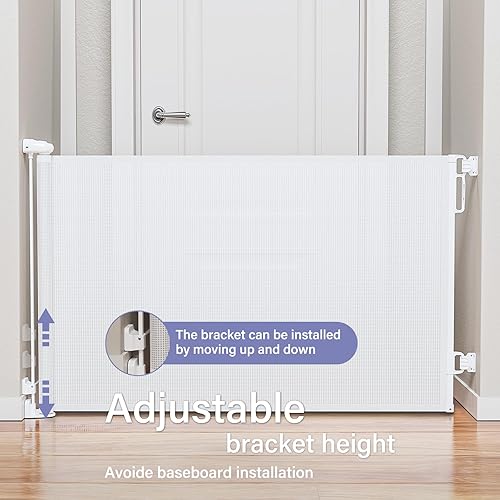 Miniatura 9 de PRObebi Puerta retráctil para bebés y perros, extra ancha (54 pulgadas de ancho x 34 pulgadas de alto), ideal para escaleras, pasillos, puertas,