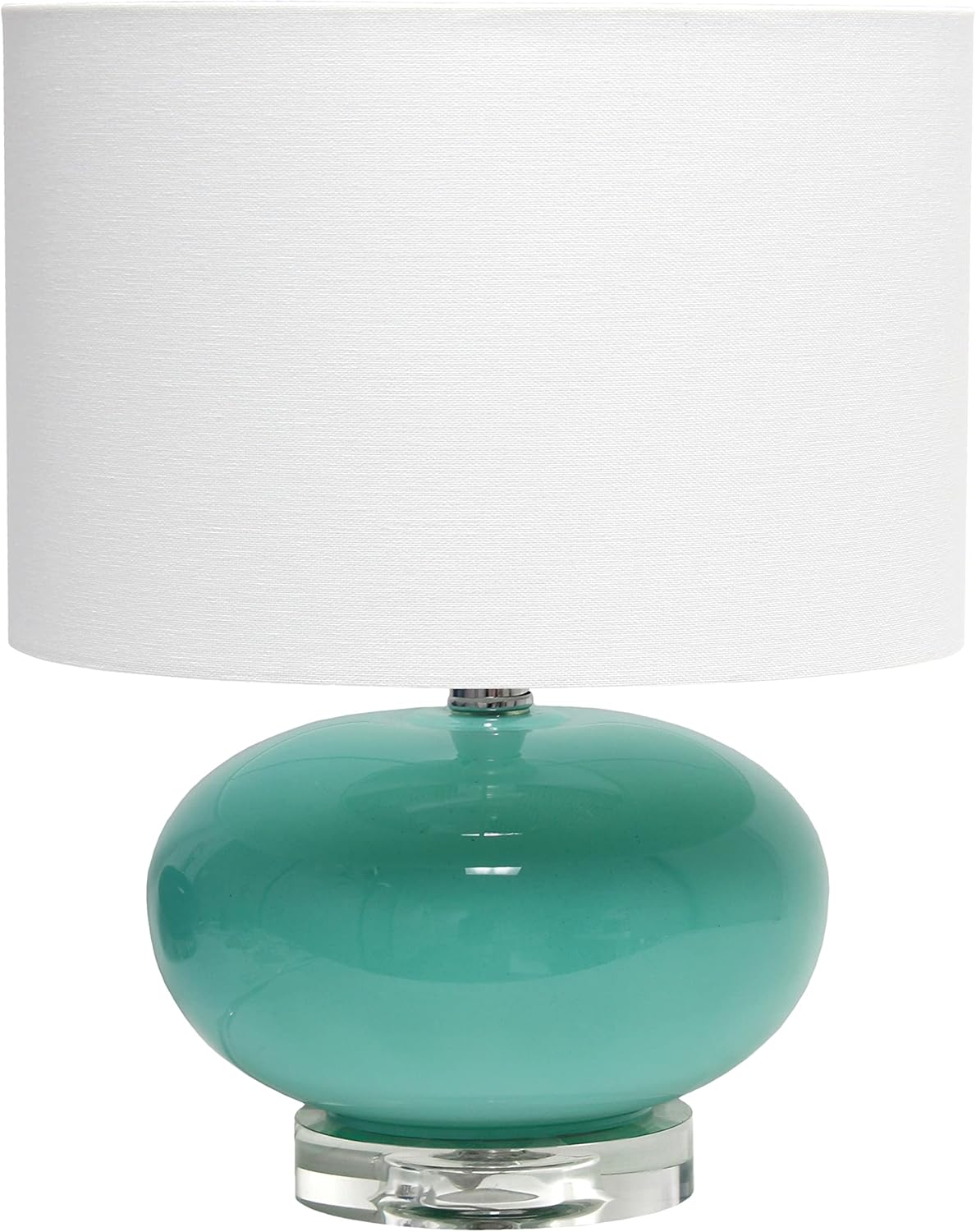 Elegant Designs LT1127-AQU 15.25" Contemporary Modern Ceramic Egg Standard Bedside Living Room Entryway Table Lamp with White Fabric Shade, Aqua