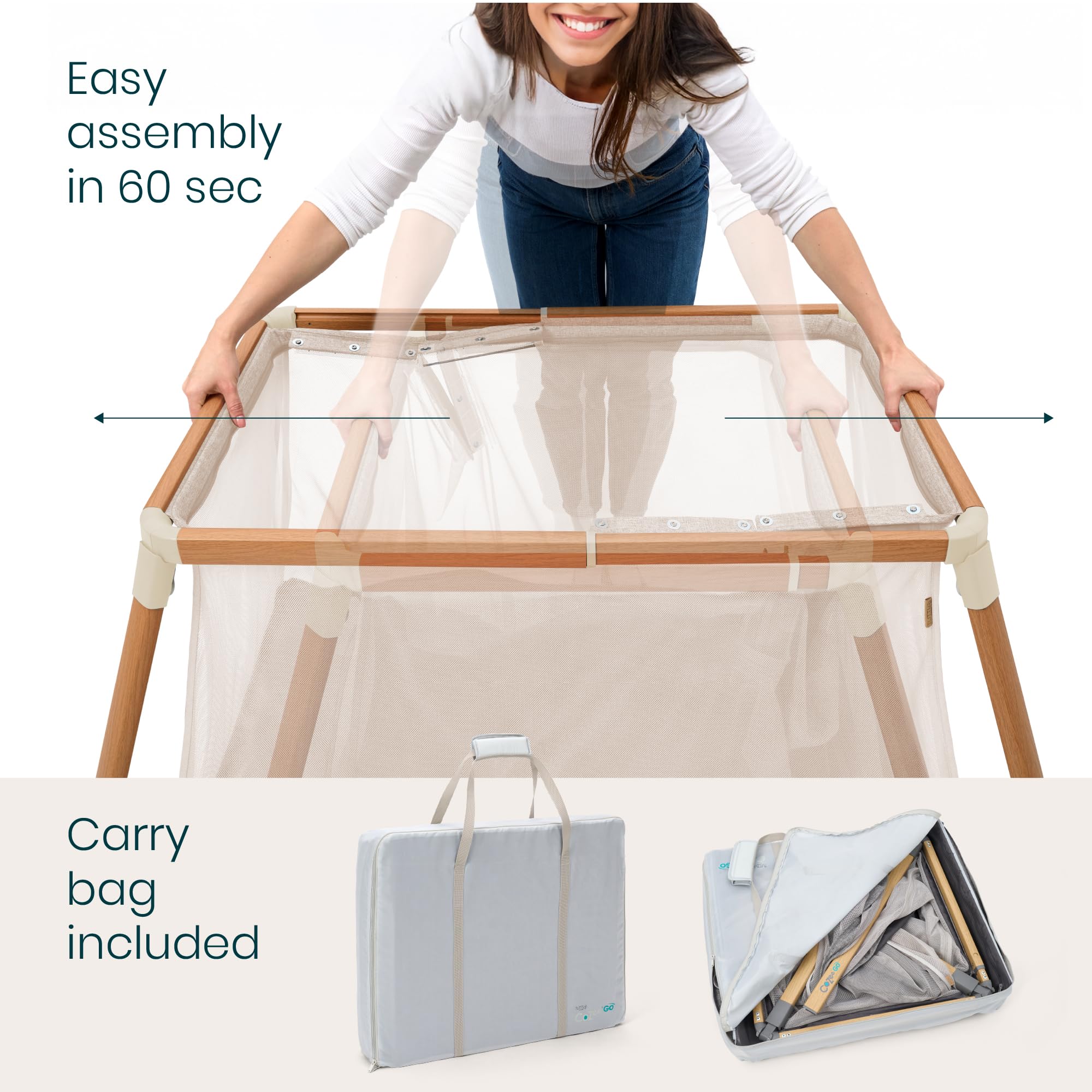 Cocoon Crib Sheets & CoZee Go 3-in-1 Noyer & Crème