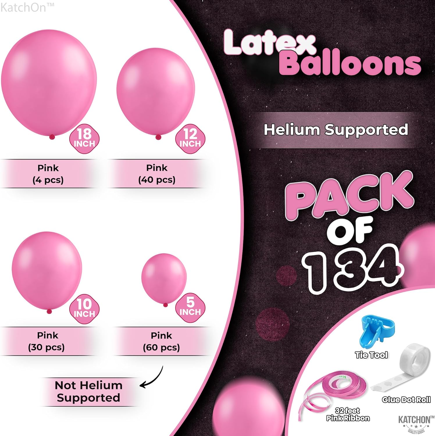 KatchOn, Pink Backdrop for Pink Party Decorations - Pack of 2 | Bubble Gum Pink Balloon Arch Kit | Happy Galentines Day Banner - 10 Feet | Galentines day Decorations | Valentines Day Decorations