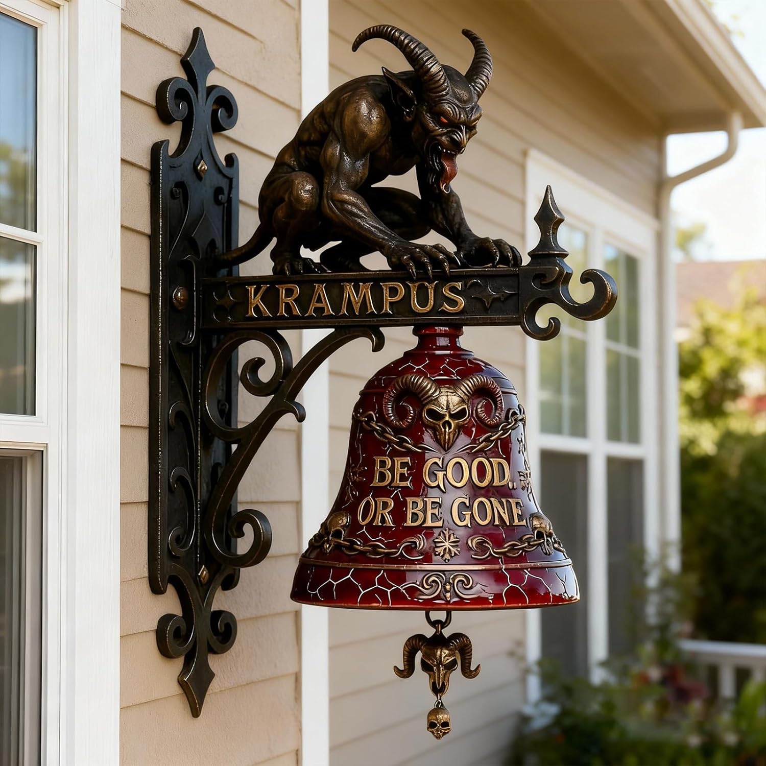 Oxxggkao Vintage Resin Wall-Mounted Doorbell, Gothic Farmhouse Hanging Ornament, Decorative Home Accent for Front Doors Porches Christmas Holiday