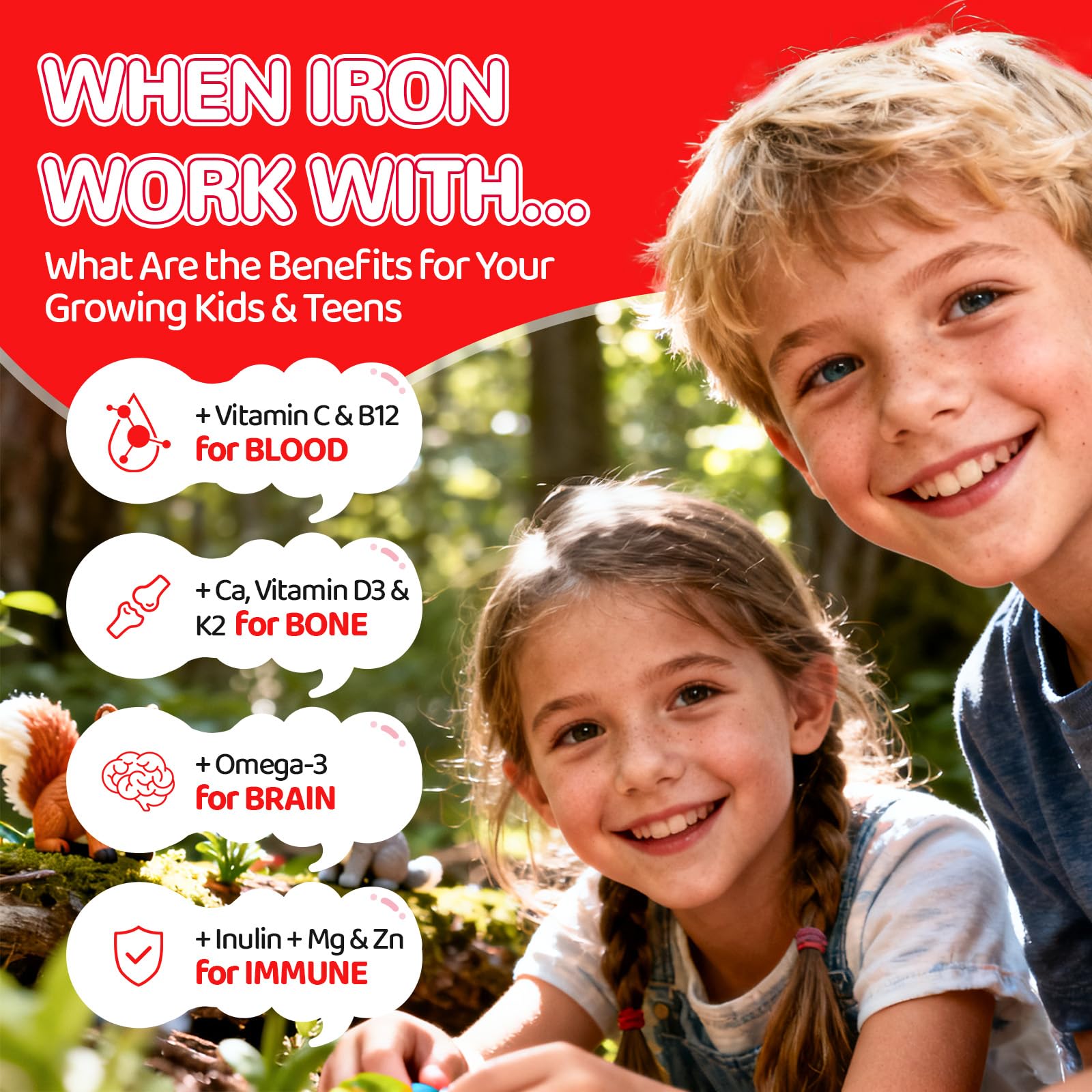 Iron Gummies for Kids & Teens, Blood Builder & Energy, 60 Count — Amazon image 3