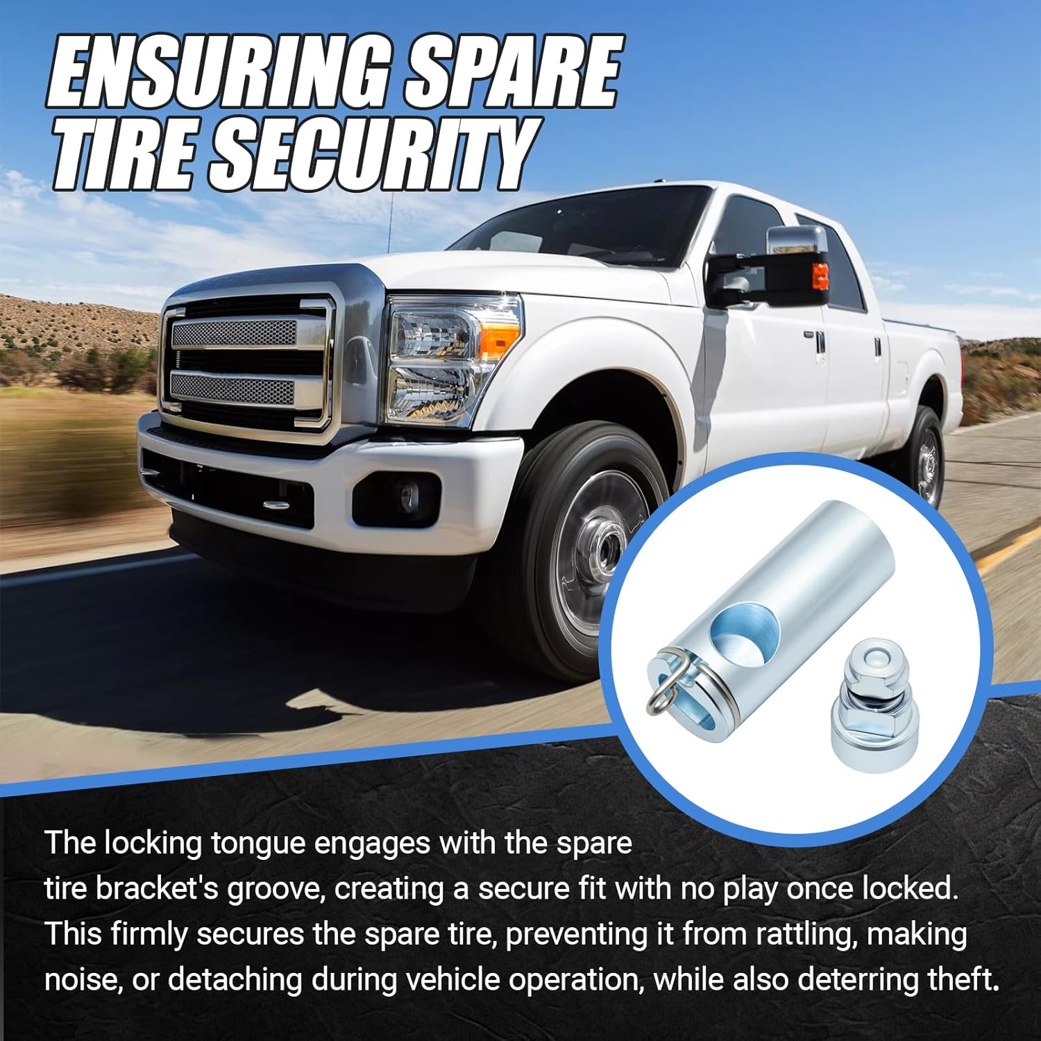 Spare Tire Carrier-Lock Compatible with Ford Super Duty F-250 F-350 F-450 F-550 2006-2016 Replace BC3Z-1A380-A 6C3Z-1A380-A BC3Z1A380A 6C3Z1A380A