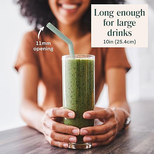 Miniatura 6 de Simka Rose Pajitas de silicona de alta calidad, popotes flexibles reutilizables para adultos y niños, sin BPA, juego de popotes para bebés y niños