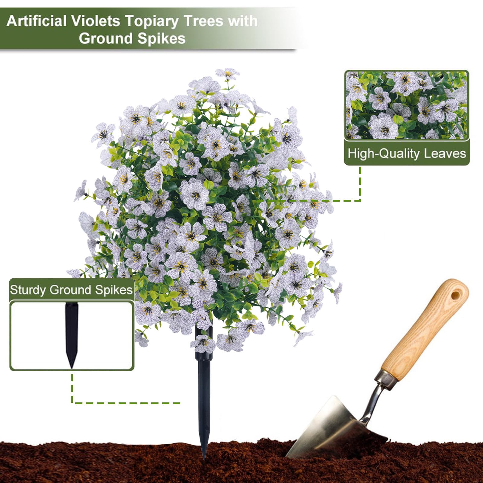 Alberi topiari artificiali a palle di viola con punte a terra, albero topiario bosso artificiale finto cespugli di verdi, false piante per giardino, cortile, portico, patio