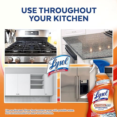Miniatura 4 de Lysol Limpiador y desengrasante Pro Kitchen en aerosol, antibacteriano multiusos para cocinas, encimeras, hornos y electrodomésticos, aroma cítrico,
