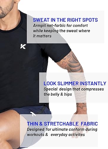 Miniatura 23 de Kewlioo - Camisa de traje de sauna para hombre, chaleco de compresión de sudor que atrapa el calor, faja moldeadora, chaqueta versátil para hacer