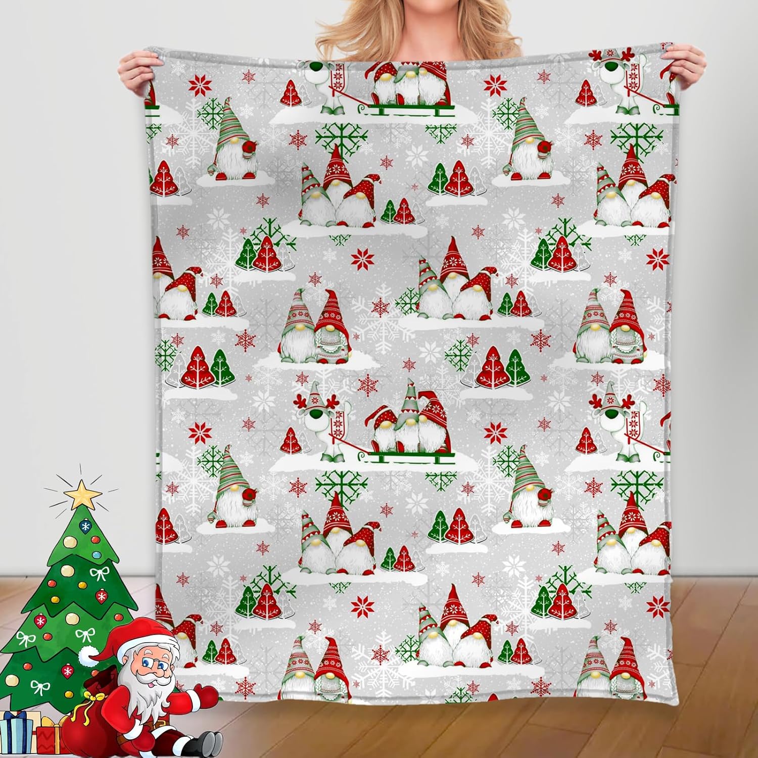 Gnome Throw Blanket Christmas Blanket with Gnomes Gift for