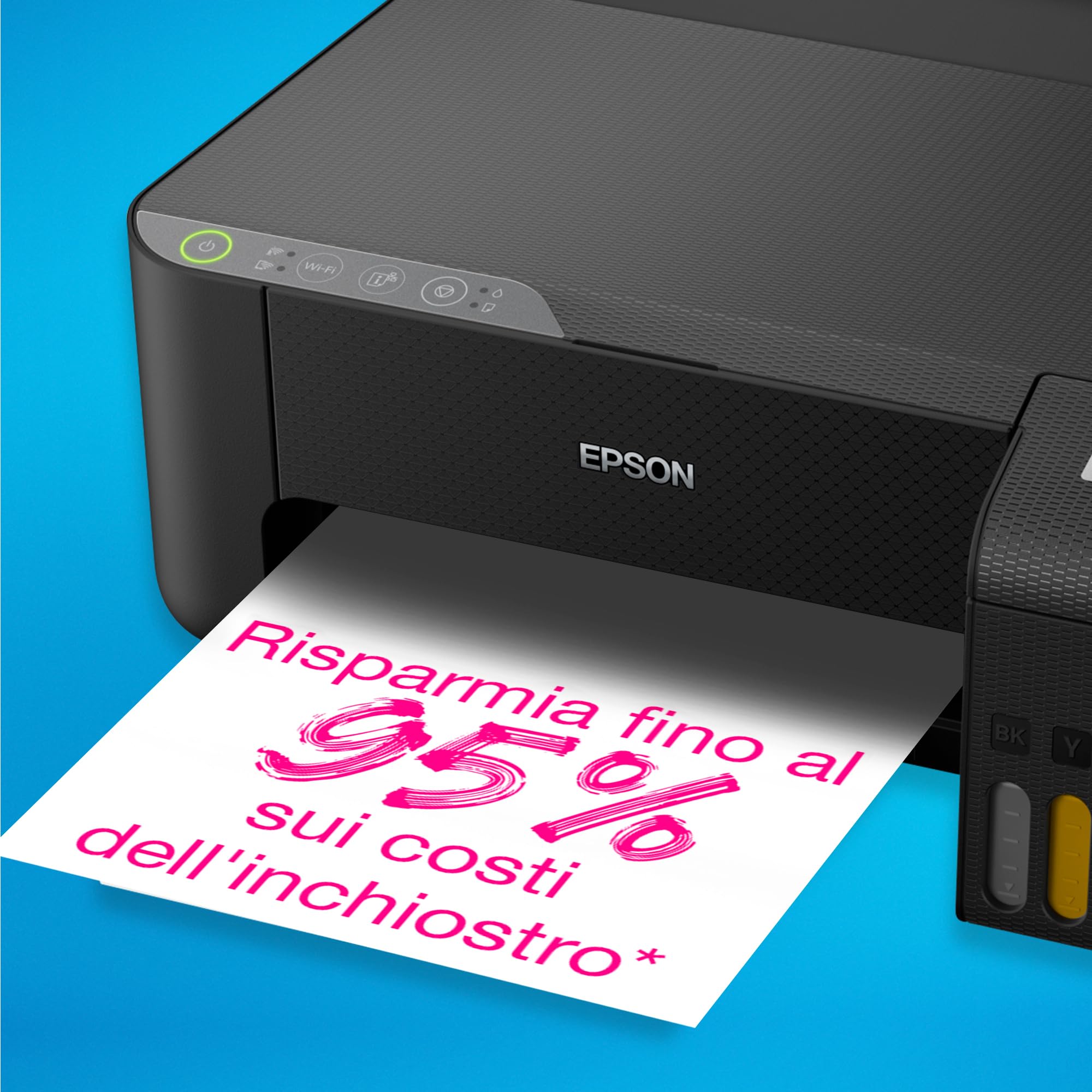Epson EcoTank ET-1810 Stampante A4 con Serbatoi Ricaricabili Alta Capacità, 4 Flaconi Inclusi fino a 3600pag B/N 6500pag Colore, Wi-Fi, Wi-Fi Direct, ottieni 20€ di cashback
