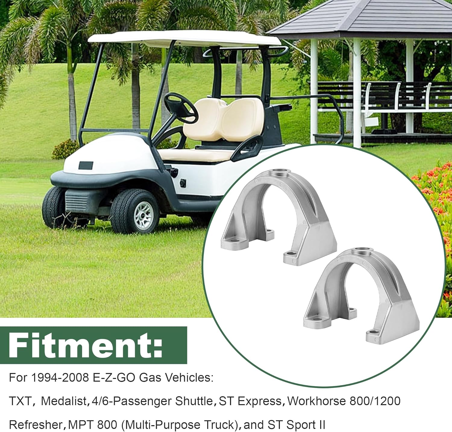 2 Pack Rear Axle Spring Bracket ISO Mount Cap 72037-G01 72037G01 for EZGO TXT Golf Cart 1994-2008,Driver or Passenger Side