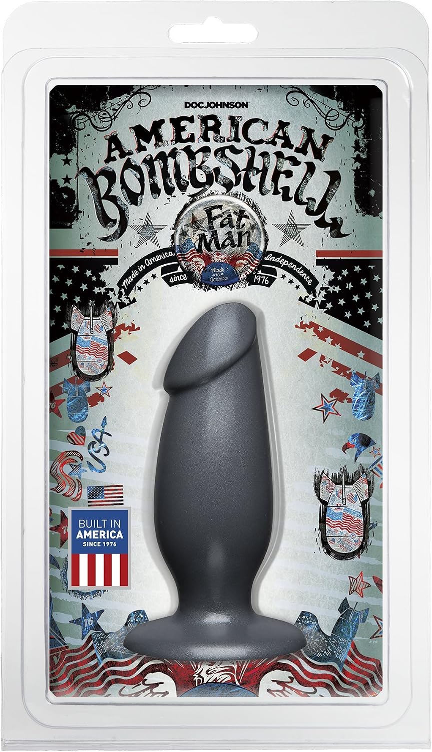Doc Johnson American Bombshell - Fat Man - Dildo or Butt Plug - Gunmetal Grey