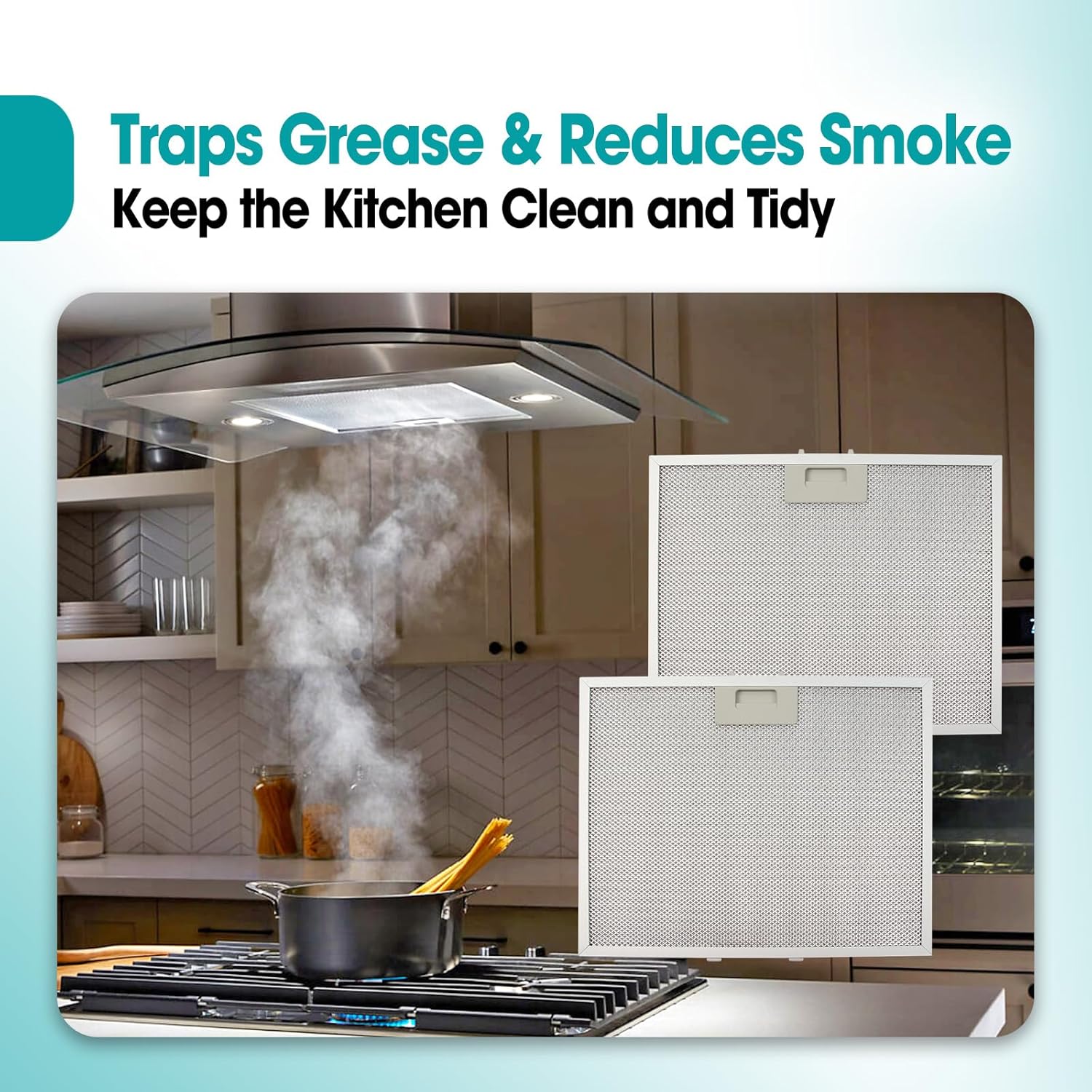 2 Pcs Aluminum Range Vent Hood Grease Filter Replace WB02X11011 Fit for GE Hood Filter JV636H1SS JV636H2SS JV535H1BB JV535H1CC JV535H1WW JV535H2BB JV535H2CC And More, 14-1/2" x 11-5/8"