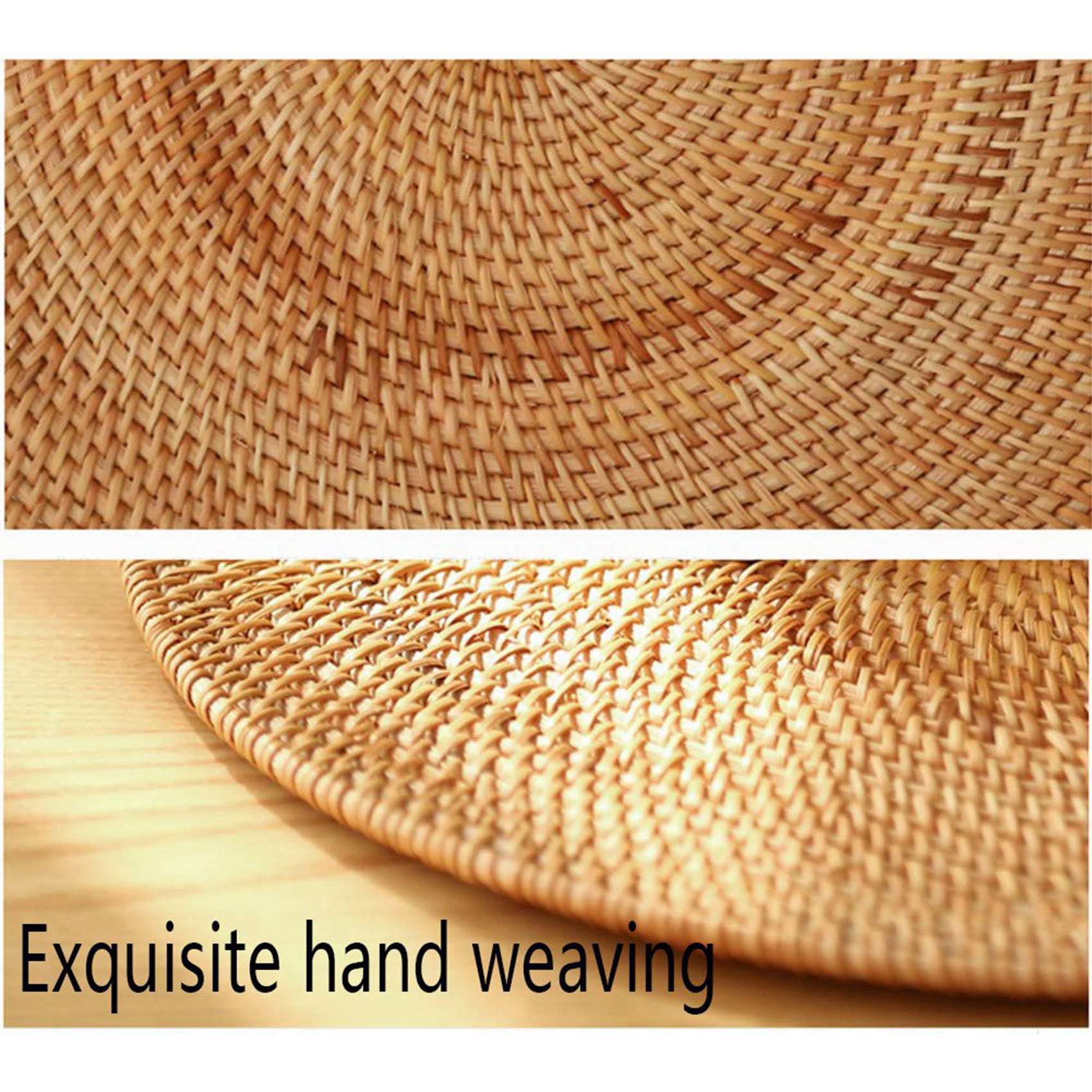 6X Rattan Gewebte Tischsets Ovale Runde Tischsets rutschfeste Hitzebeständiges Tischset Natürliches 30X40cm