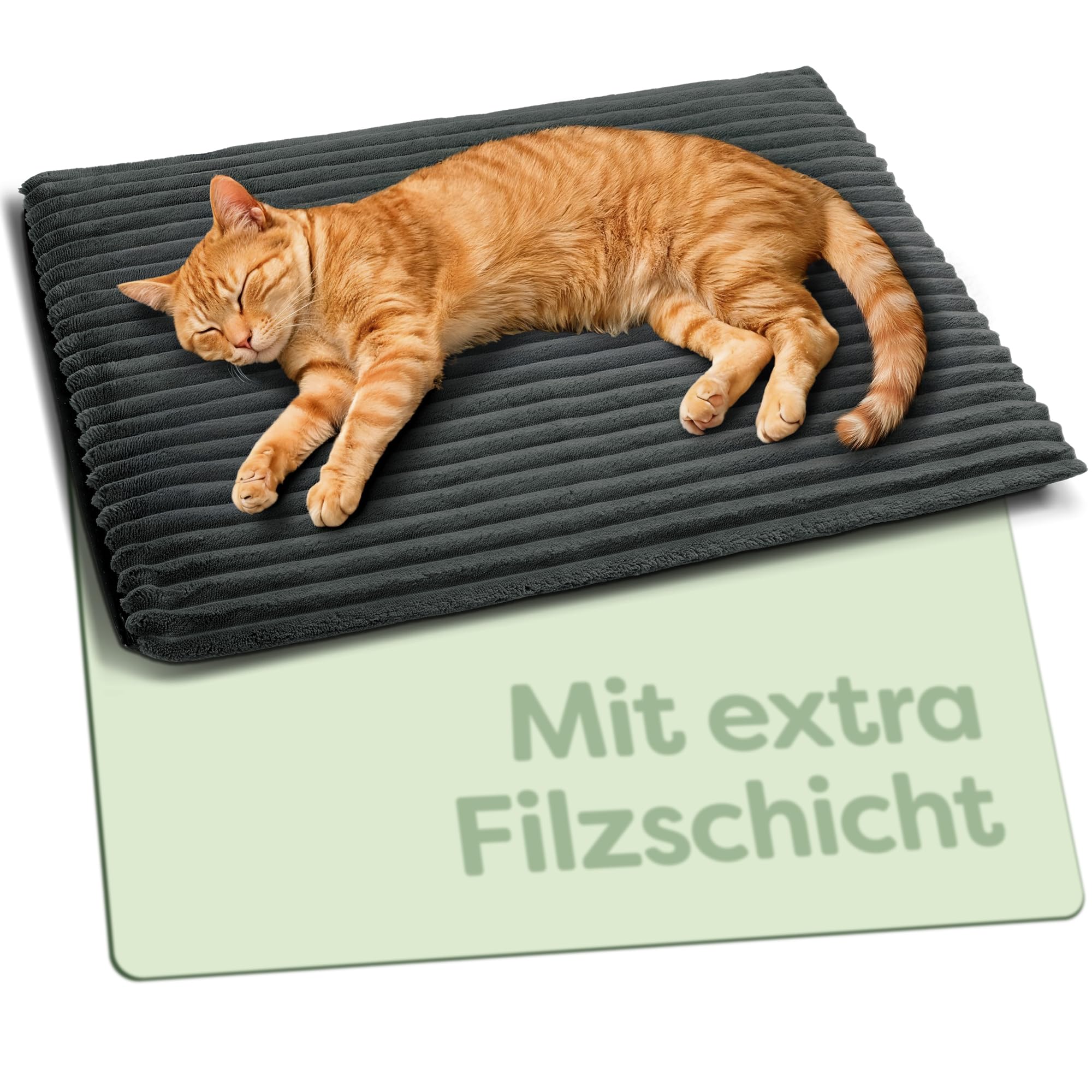 Knupis Selbstheizende Wärmedecke Katze 60x45 cm – Weich – Waschbarer Bezug – Rutschfester Unterseite – Selbstwärmende katzendecke ohne Strom – Heizdecke für Katzen – Wärmekissen Katze – Grau