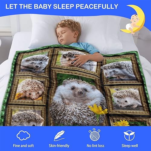 Vista 9 de Regalos de erizo para mujeres y hombres, manta de forro polar con estampado de erizo, mantas de franela suaves y acogedoras para sofá, cama, sofá