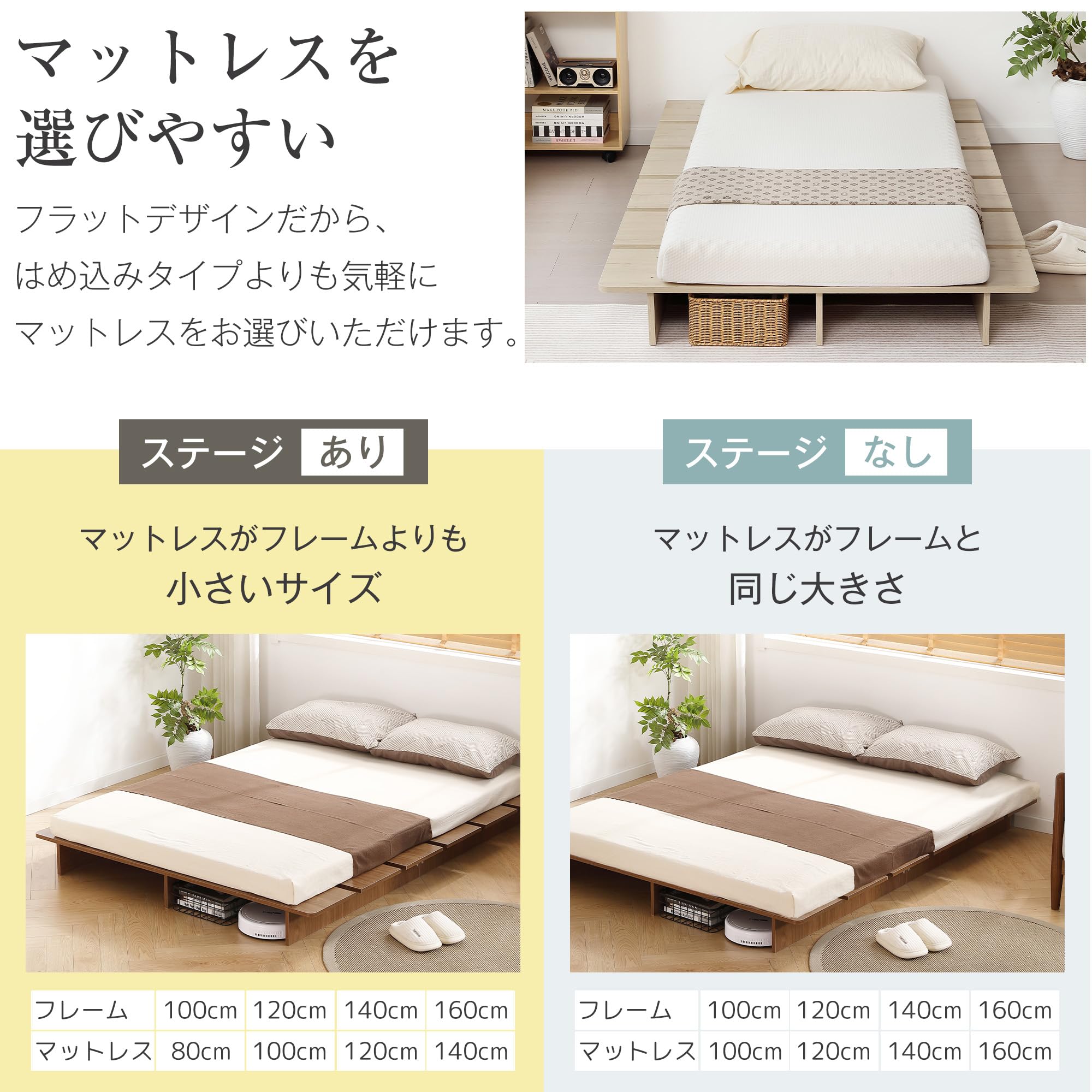 Amazon｜ローベッド ステージベッド すのこベッド 幅160cm 低床タイプ