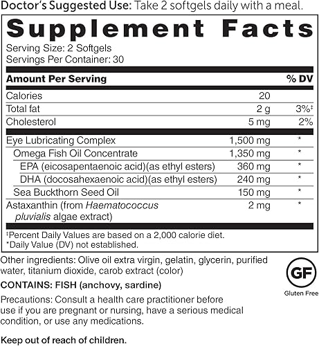 Miniatura 2 de Dr. Whitaker's Eyedrate Suplemento de hidratación y lubricación con omega-3, omega-7 y antioxidantes, 60 cápsulas blandas (suministro para 30 días)