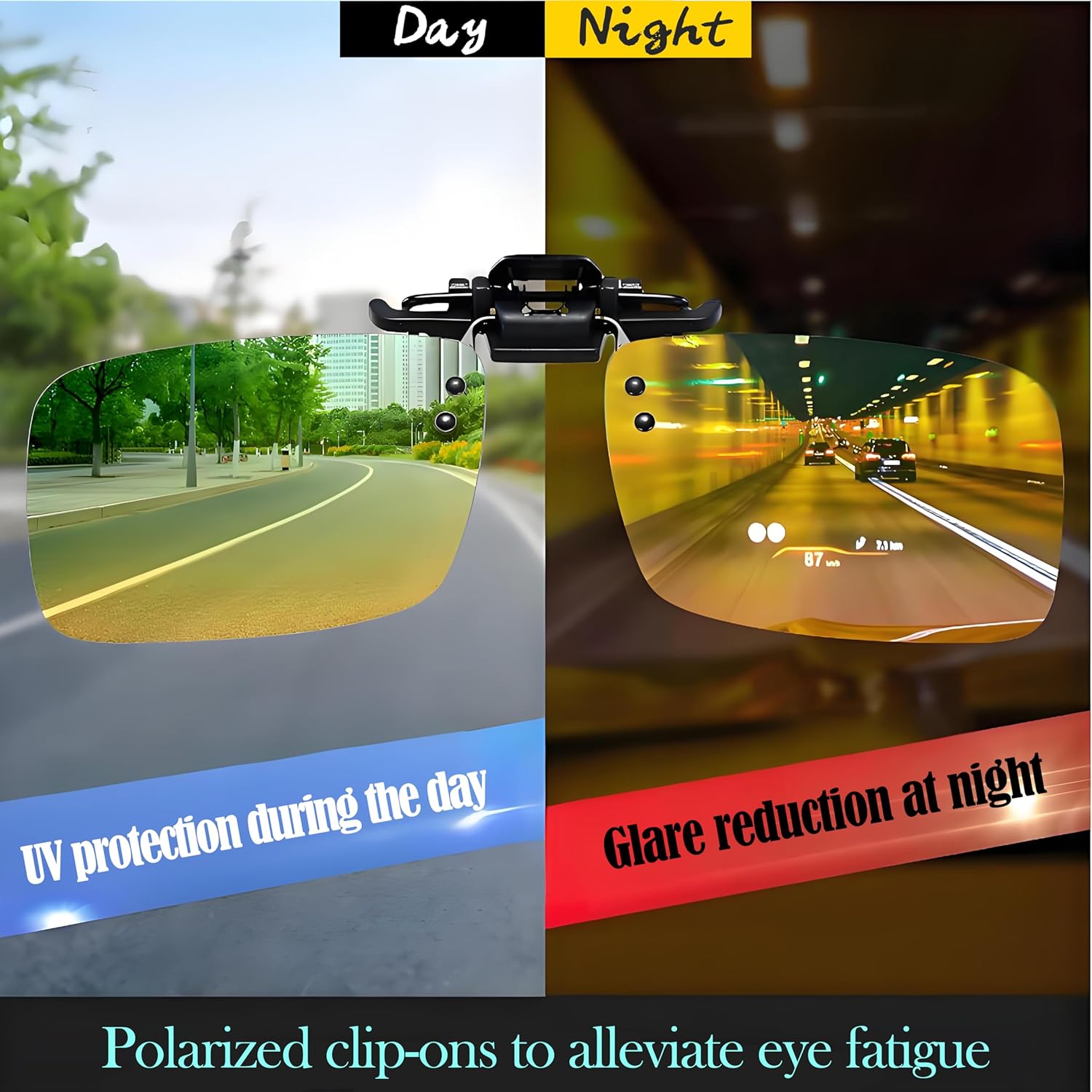 Clip-On Sunglasses, 2 Pcs with Soft Case,Polarized UV Protection Glare Reduction‌,Flip Up For Driving Travel Sport - Image 8