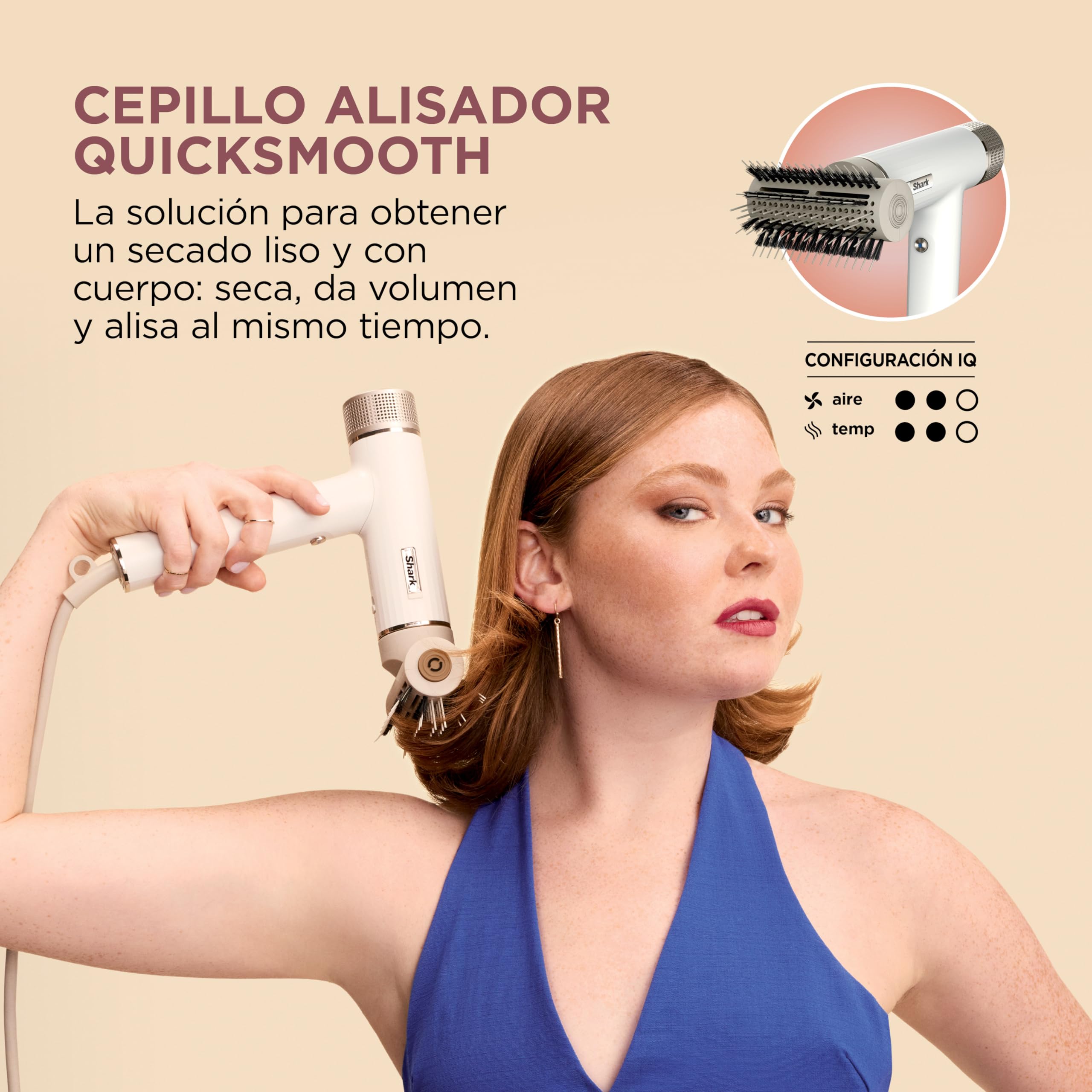 Shark SpeedStyle Secador de pelo y Rapid Gloss Finisher con bolsa de viaje, 5 moldeadores, para todo tipo de cabellos, secado rápido, sin dañar el cabello, ajustes automáticos, en blanco seda, HD352EU