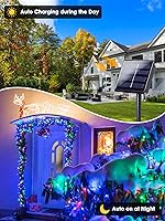 Vista 2 de Paquete de 6 tiras de luces solares de 600 LED para exteriores, luces solares de Navidad con 8 modos de iluminación, luces solares impermeables