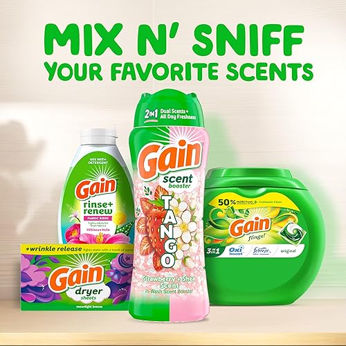 Miniatura 9 de Gain Tango - Cuentas potenciadoras de aroma 2 en 1, aroma a fresa y karité, 21.1 onzas, cuentas de lavandería con aromas dobles más frescura durante