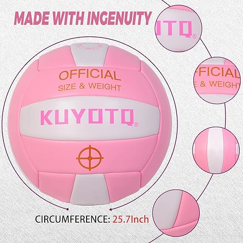 Miniatura 6 de KUYOTQ Tamaño oficial de 5 pulgadas y voleibol de playa al aire libre, superficie gruesa de 0.118 pulgadas, piel suave, para jóvenes, mujeres,