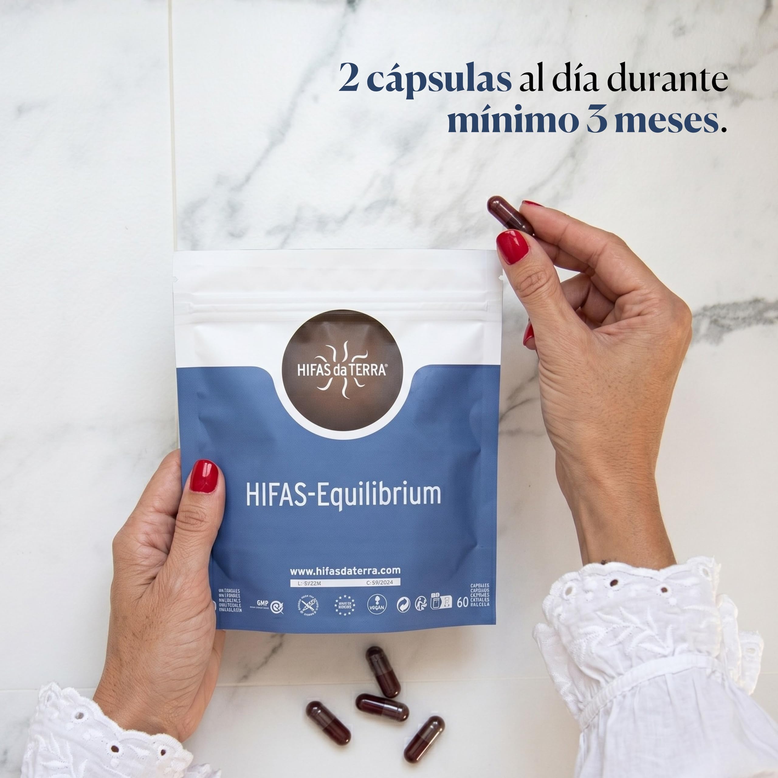 HIFAS DA TERRA - HIFAS-Equilibrium Extractos de Hongos Puros de Reishi, Melena de León y Cordyceps para Equilibrar el Bienestar Físico y Emocional - Refill 60 Cápsulas