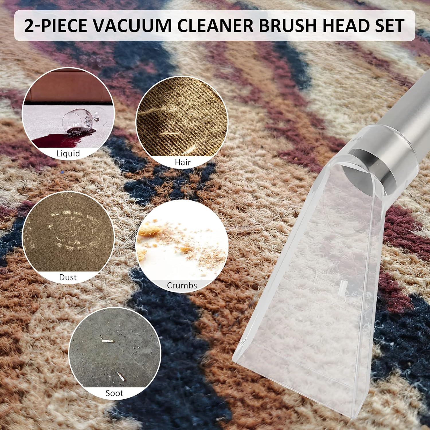 2Pcs Carpet Vac Extractor Attachment Tool, Portable Vacuum Cleaner Brush Head Extraction Nozzle, Shatter Proof Sofa Carpet Cleaning Nozzle, Transparent Vacuum Cleaner Parts for Cars Carpets Mobiles