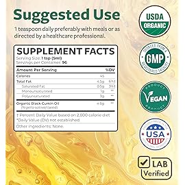 USDA Organic Black Seed Oil Liquid (16 fl oz) Premium Cold-Pressed Nigella Sativa Producing Pure Black Cumin Seed Oil - Antioxidant Supplement - Vegan, Gluten-Free, & Non-GMO (No Pills or Capsules)