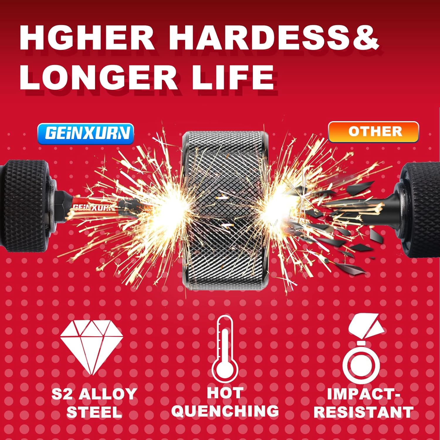 Geinxurn 30 Pieces 2 In. T25 Impact Tough Magnetic Screwdriver Bit Set, #25 Torx Head Power Bits, S2 Alloy Steel Star Bits with 1 Pc Impact Bit Holder and Storage M-Box